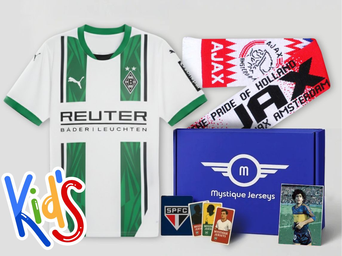 Kids Premium Mystery Football Shirt Box with authentic youth jerseys